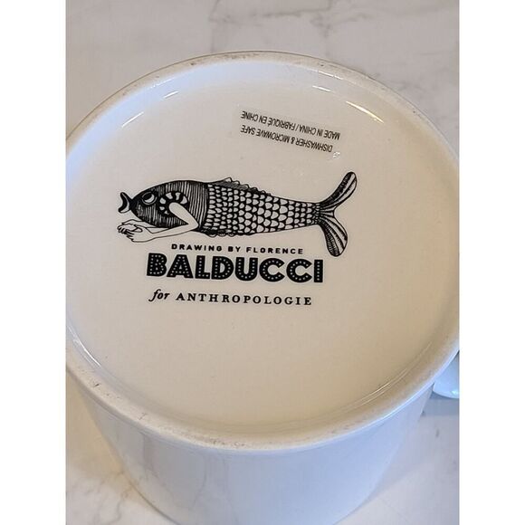 Anthropologie Mug Florence Balducci D Monogram Whimsical Dog Stoneware 20oz EUC - Picture 6 of 7